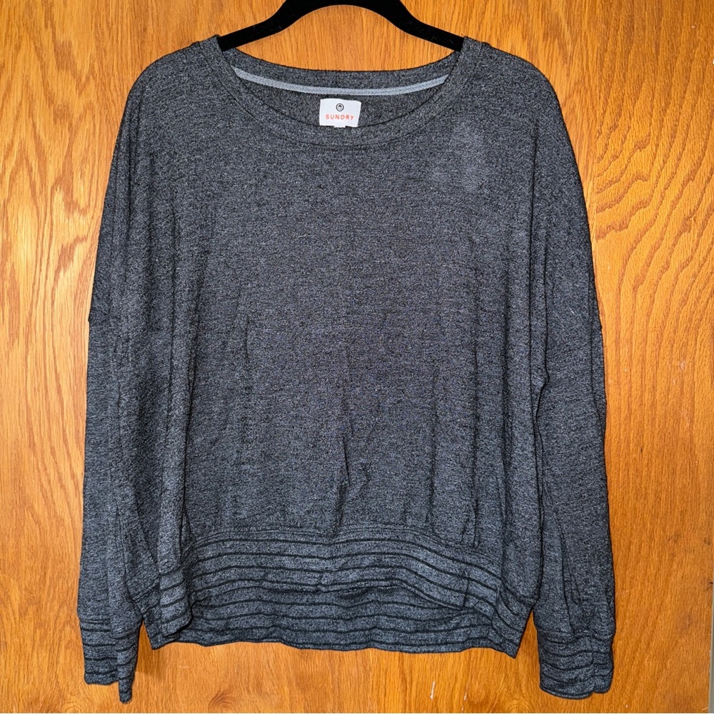 Sundry Heathered Marled Gray Long Sleeve Pullover
